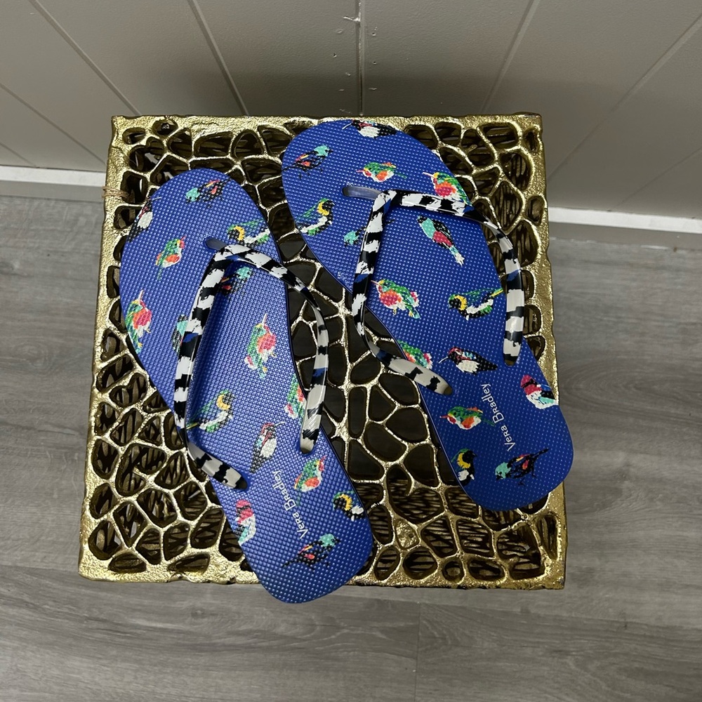 Blue Flip Flops with Toucan Print Vera Bradley Womens Size 10